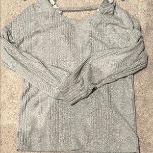 Gray Ribbed Knit Sweater